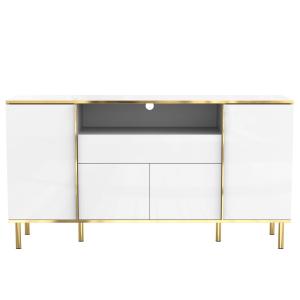 Buffet moderne luxe blanc avec éclairage LED accents dorés…