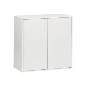 Buffet, module de rangement blanc décor bois 2 portes