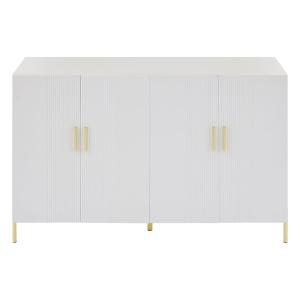 Buffet multifonctionnelle moderne blanc mat 4 portes