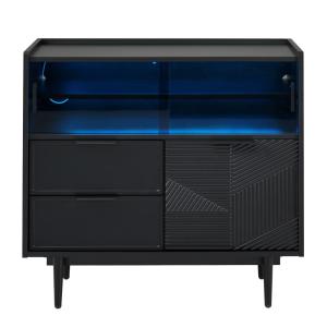 Buffet noir motifs géométriques avec éclairage LED 80*35cm…