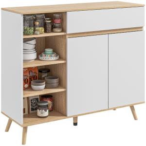 Buffet scandinave 2 portes tiroir 4 niches blanc aspect chê…