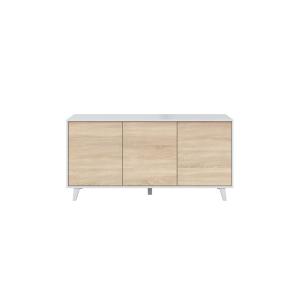 Buffet scandinave 3 portes L154cm - Blanc / Bois