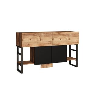 Buffet style industrielle métal noir et bois naturel et noi…