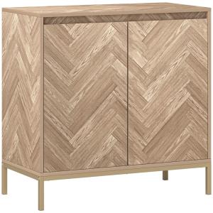 Buffet style scandinave 2 portes à chevrons acier chêne