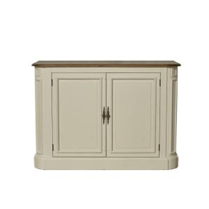 Buffet style shabby chic, plateau en chêne 2 portes blanc