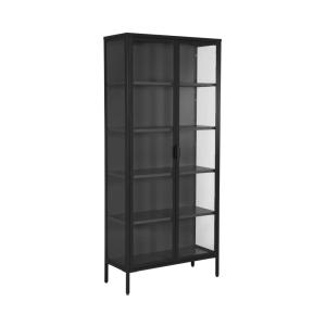 Buffet, vaisselier acier et verre trempé 2 portes 180cm noi…