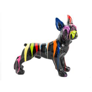 Bulldog français debout    90 cm noir en résine