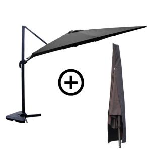 Bundle parasol 3x4m déporté rotatif gris   housse