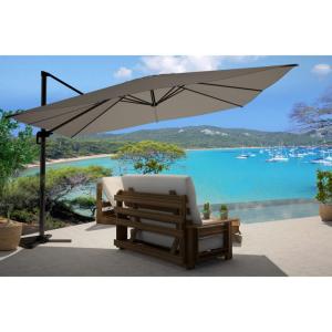 Bundle parasol rectangulaire 3x4m déporté rotatif gris alum…