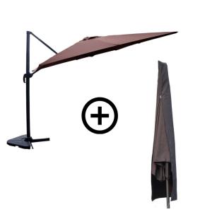 Bundle parasol rectangulaire 3x4m déporté rotatif marron al…