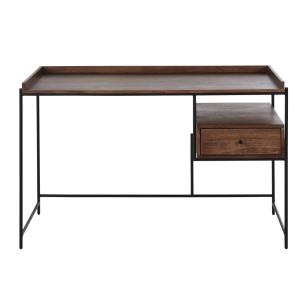 Bureau 1 tiroir marron et métal noir