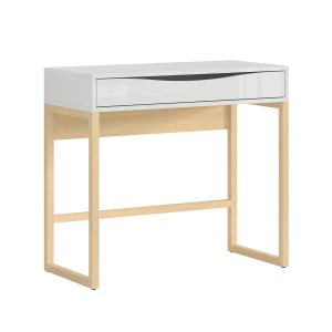 Bureau console 1 tiroir Salome Blanc stratifiés blanc et bo…