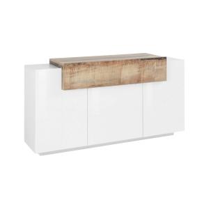 Bureau effet bois 120x80h74,5 cm Blanc, Gris