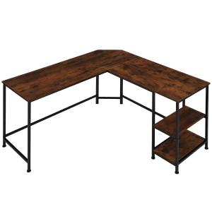 Bureau HAMILTON 138x138x75,5cm effet bois foncé industriel