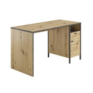 Bureau Industriel 1 Porte 1 Tiroir L135 cm - Chêne et Noir