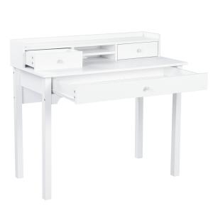 Bureau scandinave blanc en bois avec tiroirs rangement 100*…