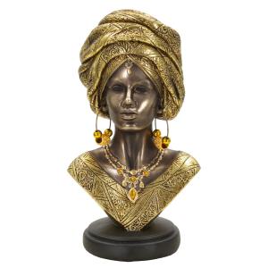 Buste de femme en résine dorée 15x12x28 cm