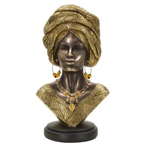 Buste de femme en résine dorée 21x16x38 cm
