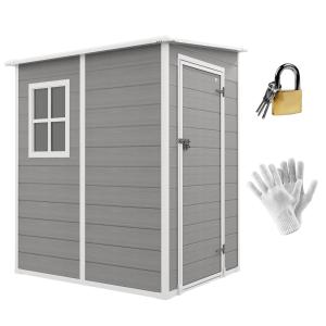 Cabane de jardin porte verrouillable aluminium et pp gris