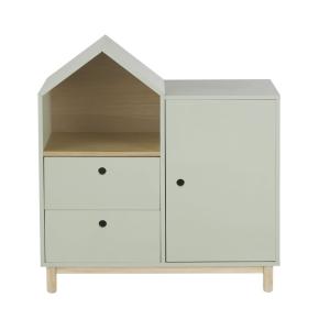 Cabinet de rangement 1 porte 1 niche 2 tiroirs vert