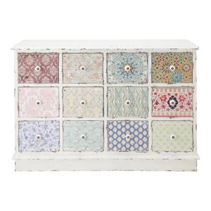 Cabinet de rangement 12 tiroirs blanc cassé