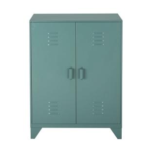 Cabinet de rangement 2 portes en métal vert