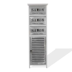 Cabinet de rangement avec 3 tiroirs en bois blanc  et gris