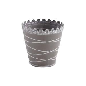 Cache-pot à rayures en métal laqué