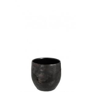 Cache-pot antique en céramique noir 17.5x17.5x18 cm