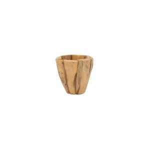 Cache-pot bois en teck naturel D.35 cm