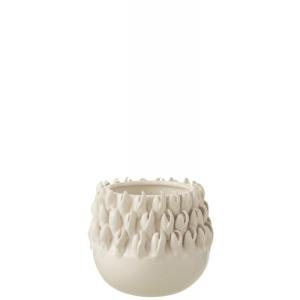 Cache-pot céramique blanc H14,5cm