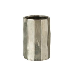 Cache-pot en céramique argent 16.5x16.5x25.5 cm