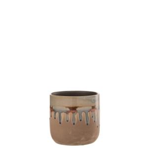 Cache-pot en céramique beige 15x15x15 cm