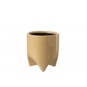 Cache-pot en céramique beige 15x15x17 cm