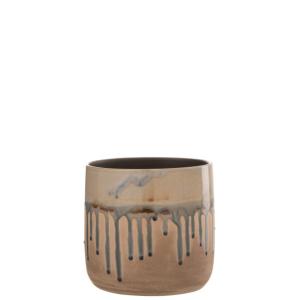 Cache-pot en céramique beige 18x18x18 cm