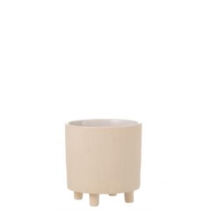 Cache-pot en céramique beige 20.5x20.5x21.5 cm