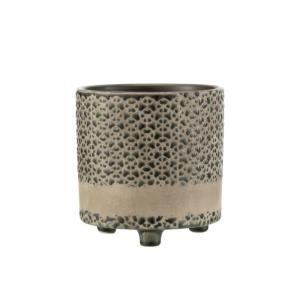 Cache-pot en céramique gris 16.5x16.5x17 cm