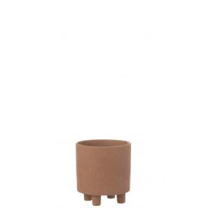 Cache-pot en céramique marron 15x15x16 cm