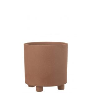 Cache-pot en céramique marron 26.5x26.5x27.5 cm