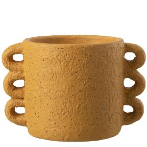 Cache-pot en céramique ocre jaune