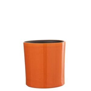 Cache-pot en céramique orange 21x21x21 cm