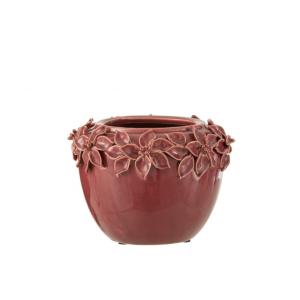 Cache-pot en céramique rouge 22.5x22.5x16.5 cm