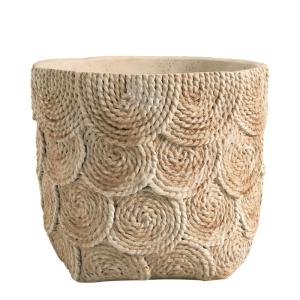 Cache-pot en ciment crème - 27 x 26,5 x 23,5 cm