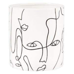 Cache-pot en dolomite blanche motifs visages H16