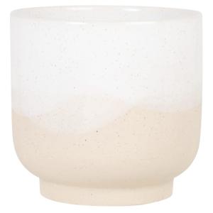 Cache-pot en faïence blanche et beige H19