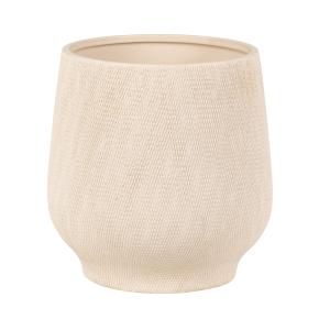 Cache-pot en grès blanc cassé H20