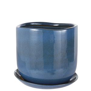 Cache-pot en grès bleu clair H31