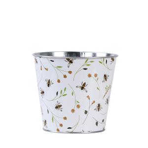 Cache pot en zinc imprimé abeilles 16 cm