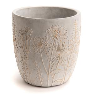 Cache pot Floral grand modèle gris en pierre