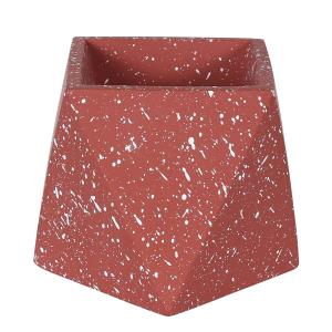 Cache-pot hexagonal en terrazzo rouge brique H9